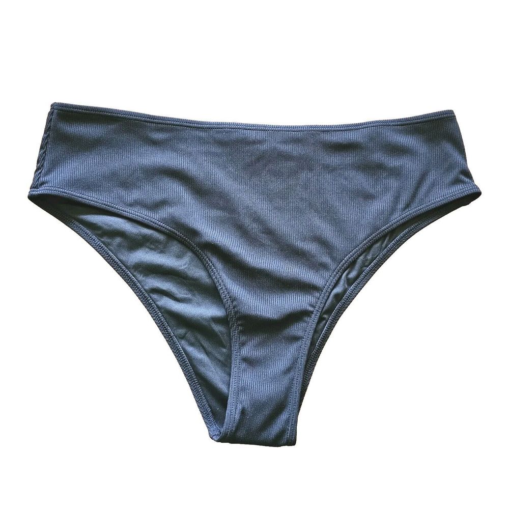 NWT Brazillian Bikini Bottom Ribbed Black Size Large